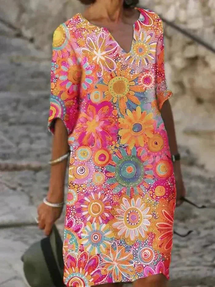 Annie | Livfull blommig midiklänning