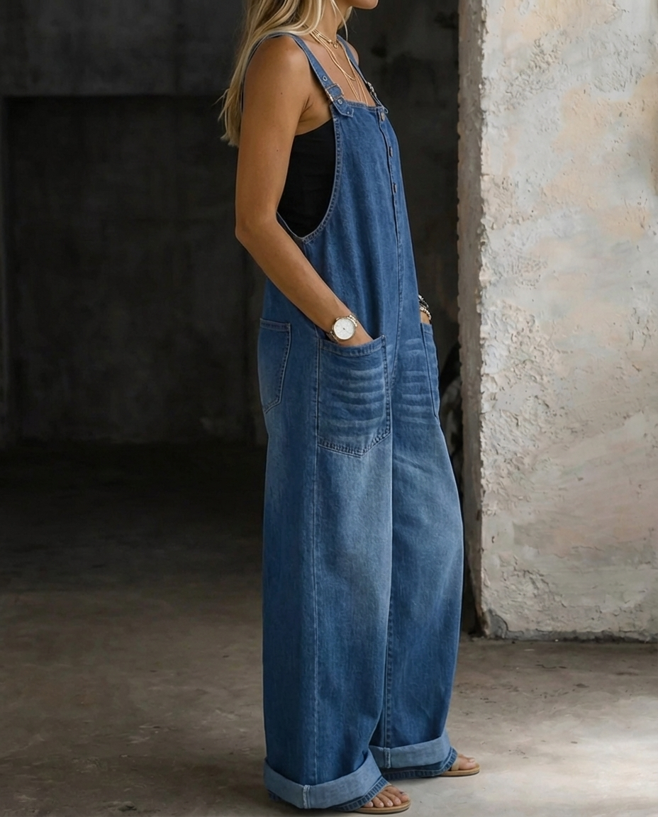 Brooke | Jeans-hängselbyxor med Ficka