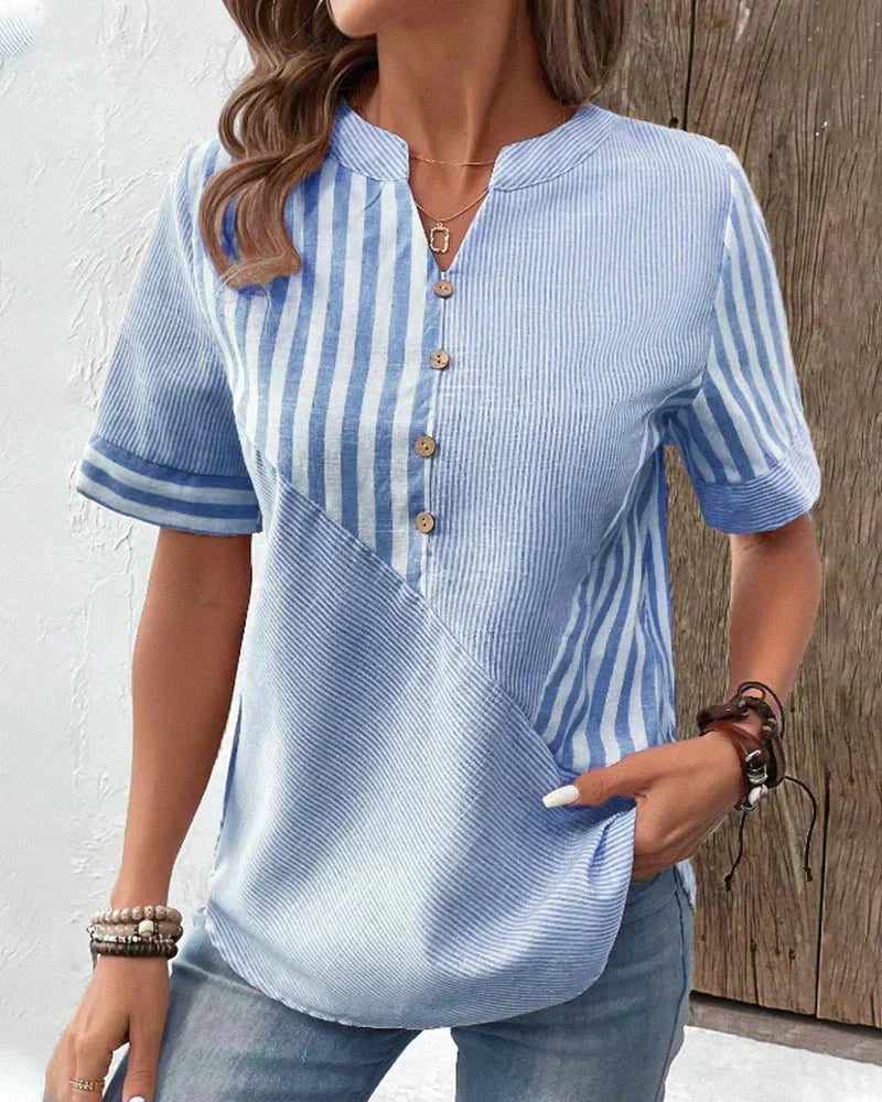 Lila | Randig mjuk blus