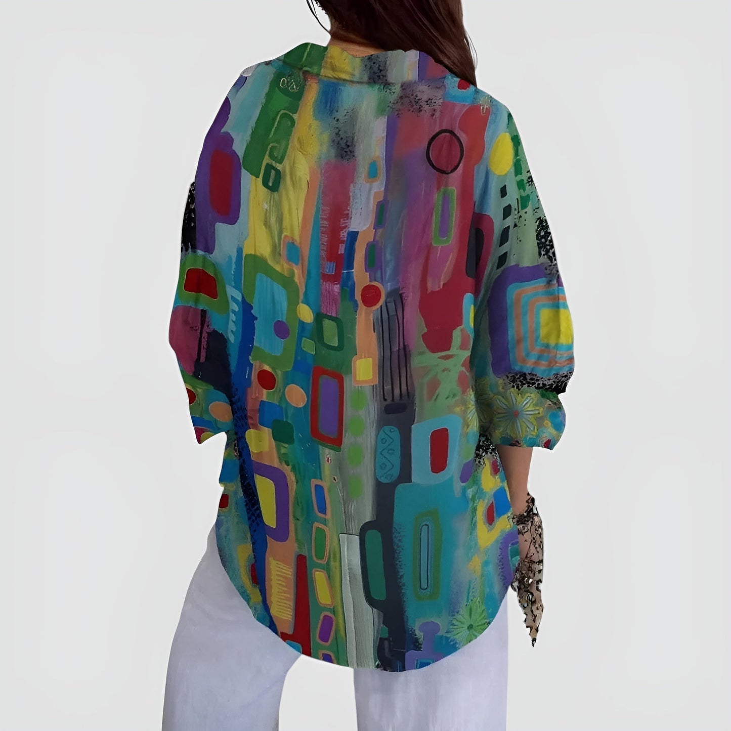 Ava | Blus med geometriskt mönster