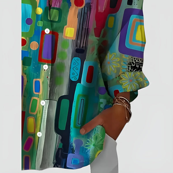 Ava | Blus med geometriskt mönster