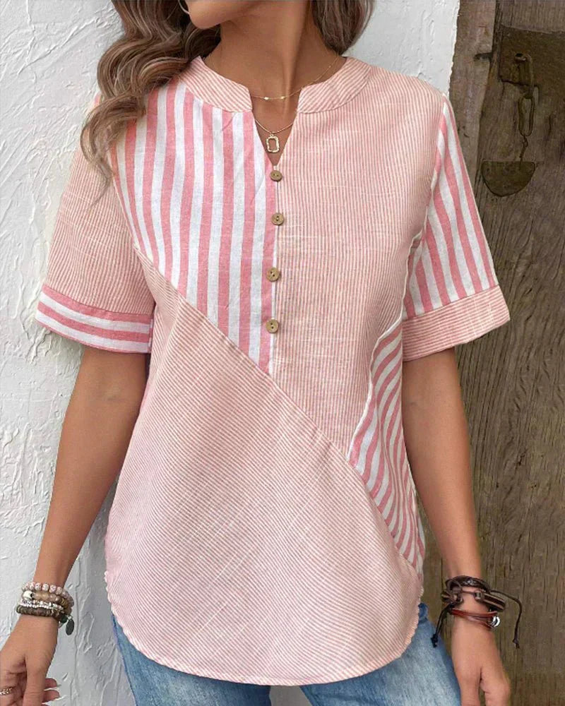 Lila | Randig mjuk blus