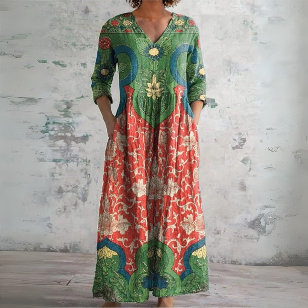 Sophia | Vintage blommig maxiklänning