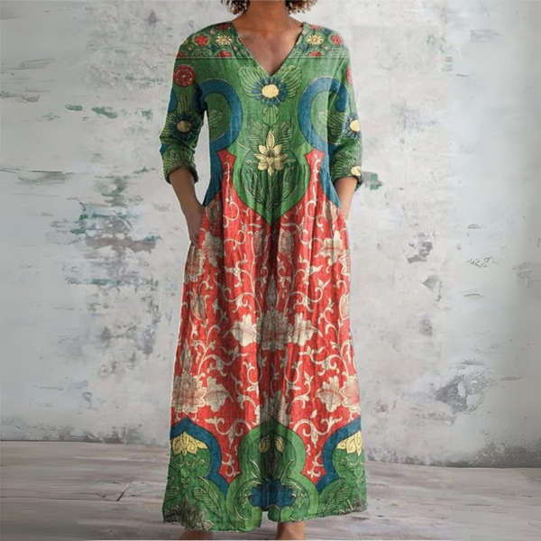 Sophia | Vintage blommig maxiklänning