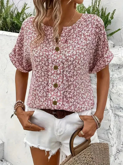 Wolena | Blommig blus med vildblomsmotiv