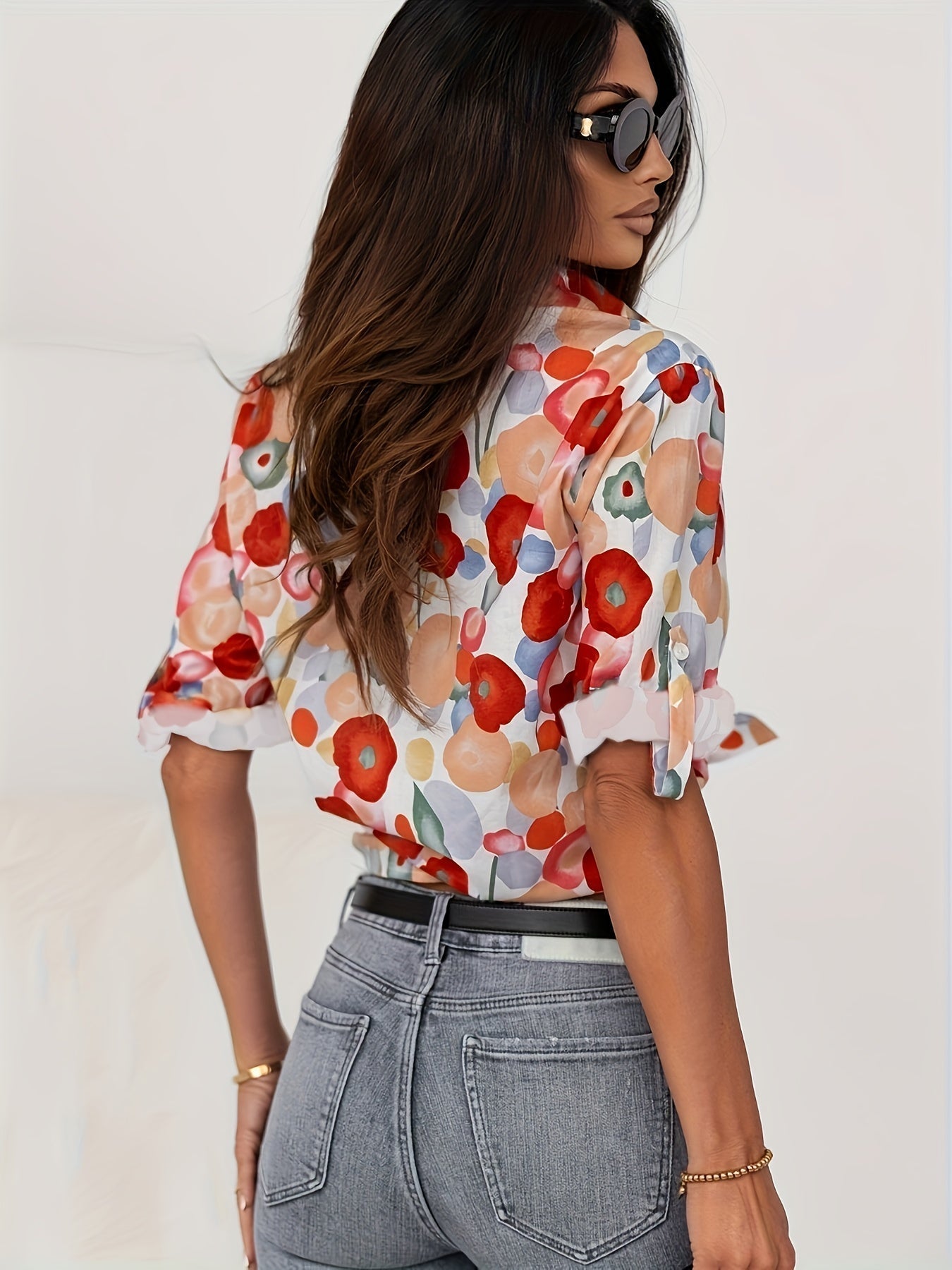 Mylene | Blommig färgglad blus