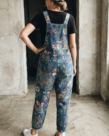 Flora | Baggy Hängselbyxor med Blommönster