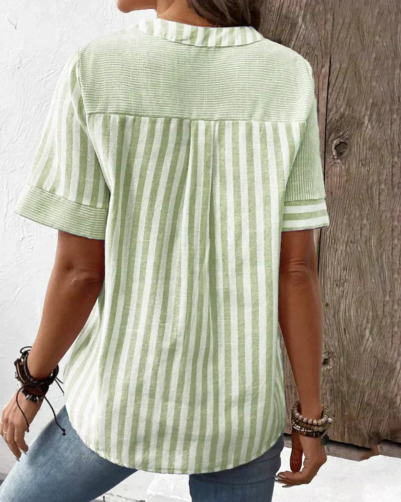 Lila | Randig mjuk blus