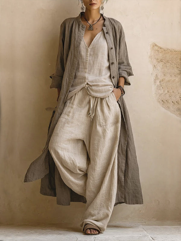 Rebecka | Bohemiskt 3-delat Set med Lång Cardigan