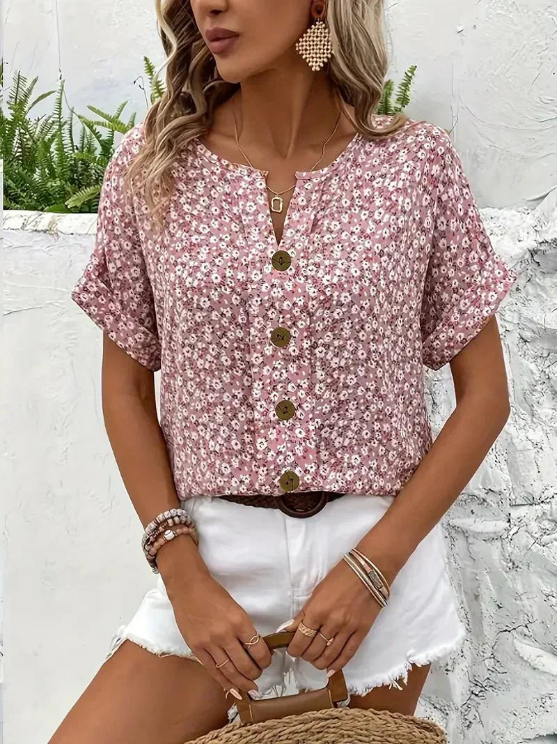Wolena | Blommig blus med vildblomsmotiv