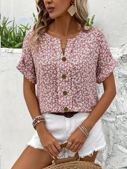 Wolena | Blommig blus med vildblomsmotiv