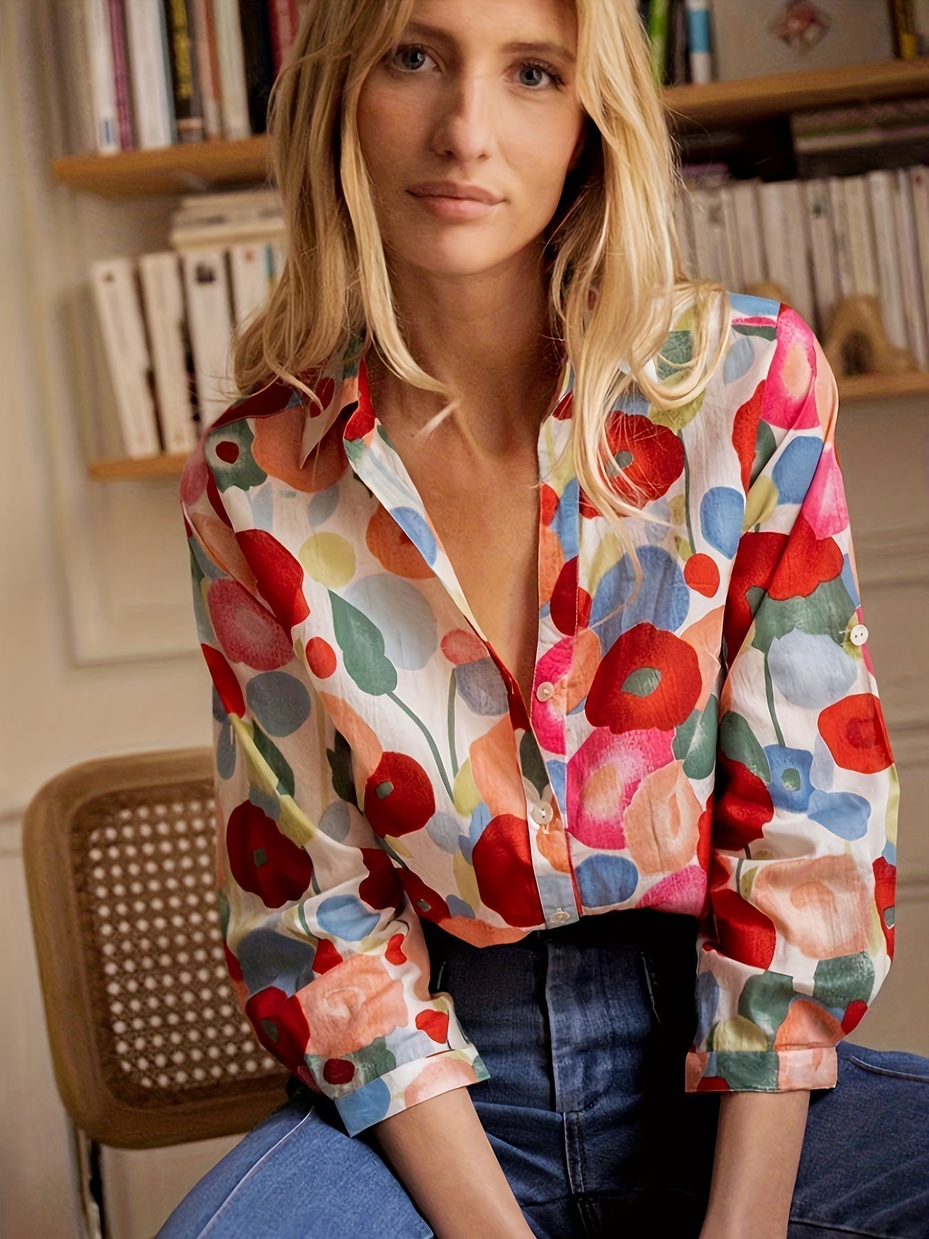 Mylene | Blommig färgglad blus