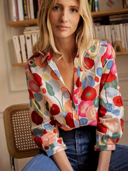 Mylene | Blommig färgglad blus