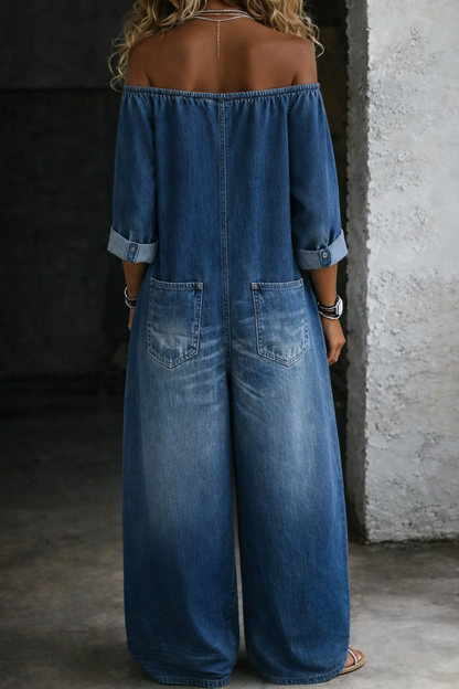 Elena | Långärmad Off-shoulder-jumpsuit