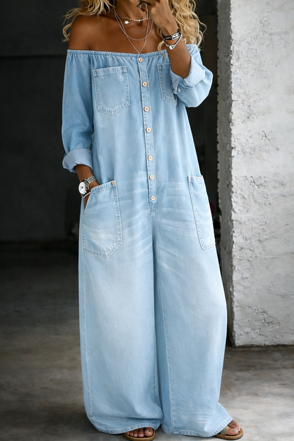 Elena | Långärmad Off-shoulder-jumpsuit
