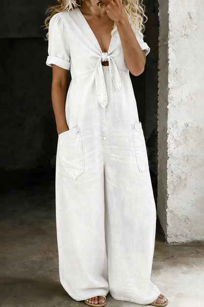 Maya | Kortärmad Jumpsuit med V-ringning