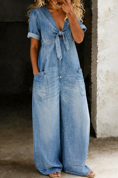 Maya | Kortärmad Jumpsuit med V-ringning