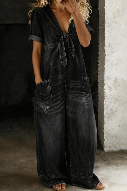 Maya | Kortärmad Jumpsuit med V-ringning