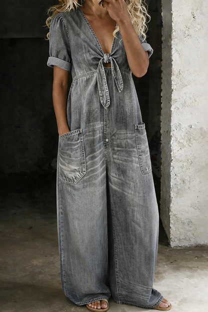 Maya | Kortärmad Jumpsuit med V-ringning