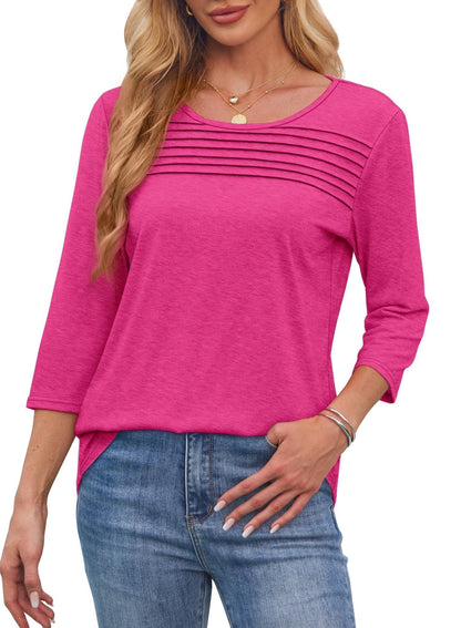 Mona | Plisserad topp med trekvartsärmar