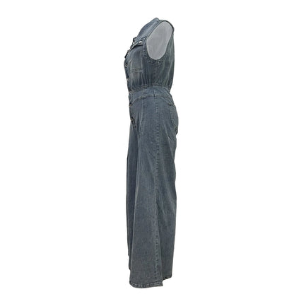 Stella | Jeansjumpsuit med Markerad Midja och Vida Ben