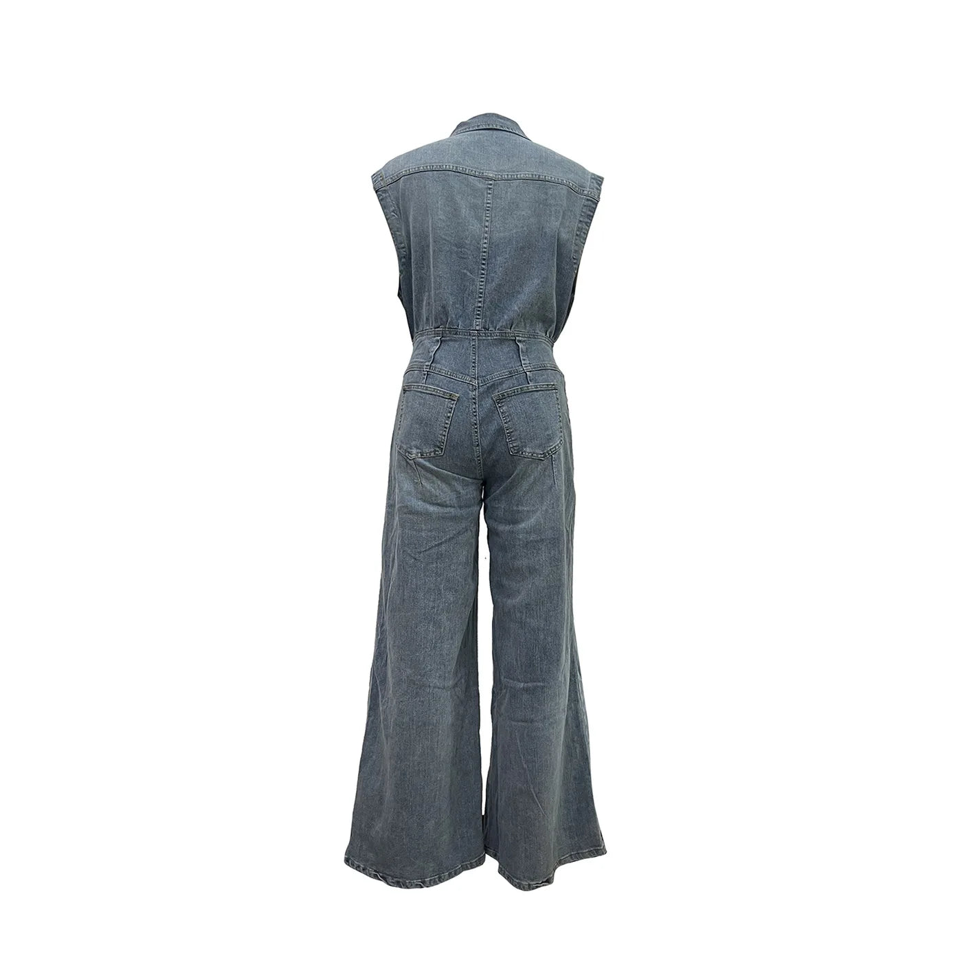 Stella | Jeansjumpsuit med Markerad Midja och Vida Ben