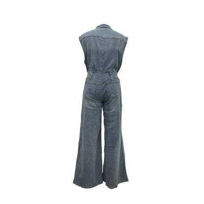 Stella | Jeansjumpsuit med Markerad Midja och Vida Ben