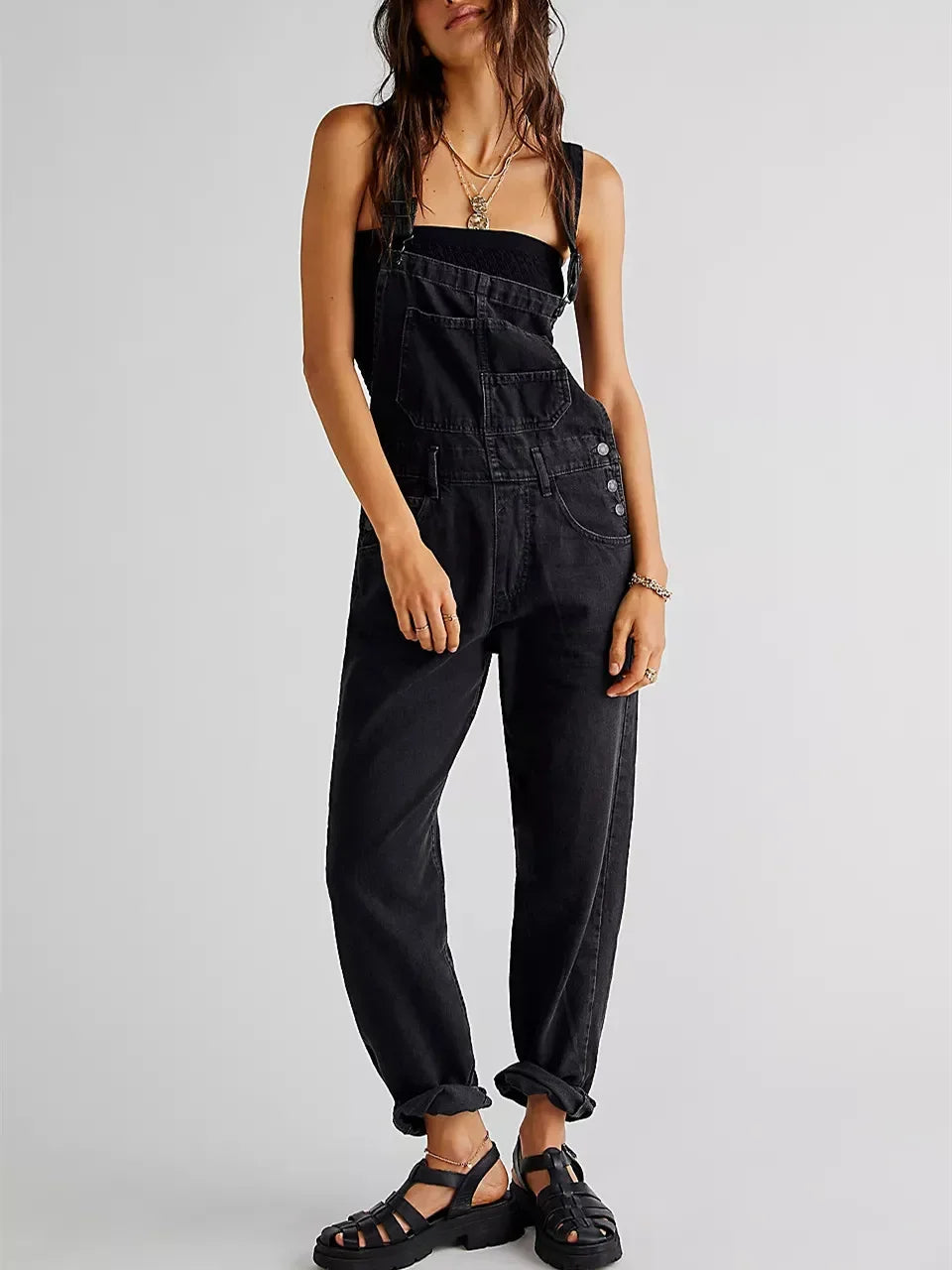 Riley | Klassiska Jeans-hängselbyxor