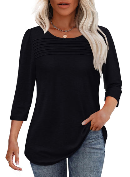 Mona | Plisserad topp med trekvartsärmar