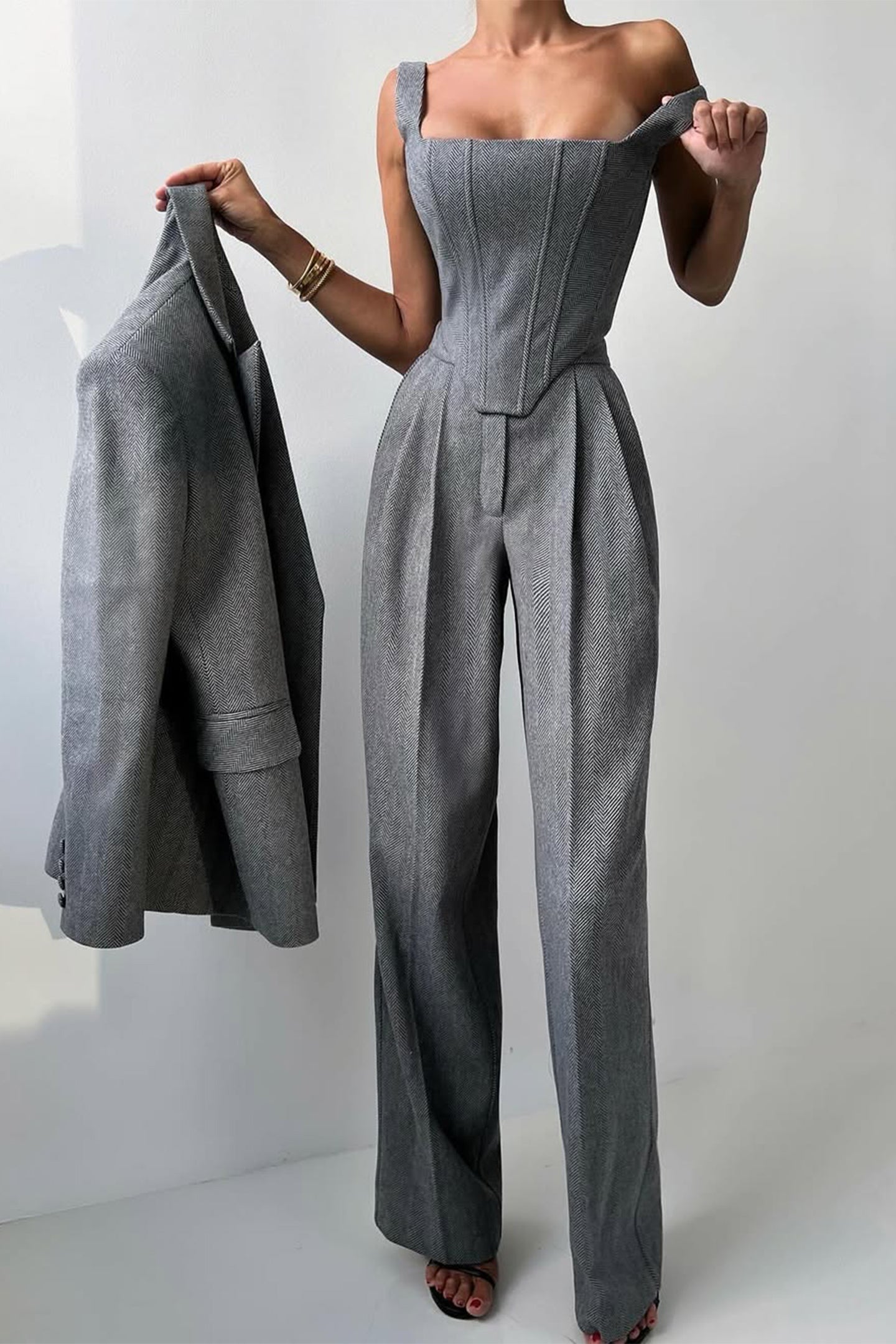 Grace – Tredelat Set med Dubbelknäppt Blazer