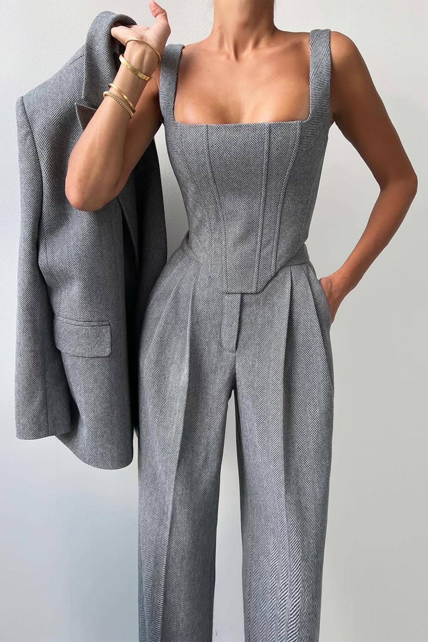 Grace – Tredelat Set med Dubbelknäppt Blazer