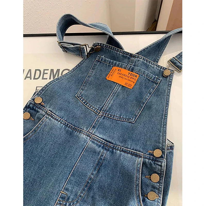 Harper | Jeans-hängselbyxor med Raka Ben