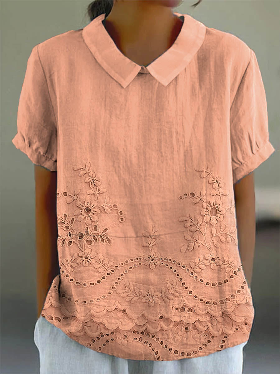 Lily | Blommig broderad skjorta