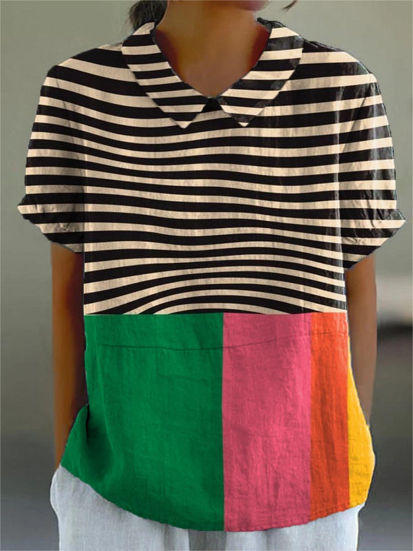 Eva | Skjorta med kraftiga ränder och färgblock