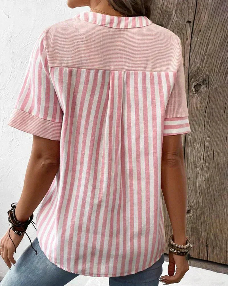 Lila | Randig mjuk blus