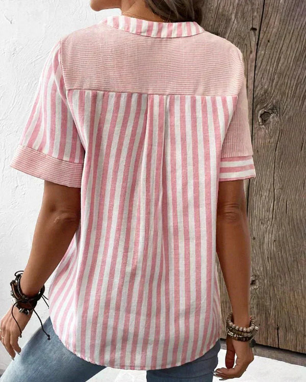 Lila | Randig mjuk blus