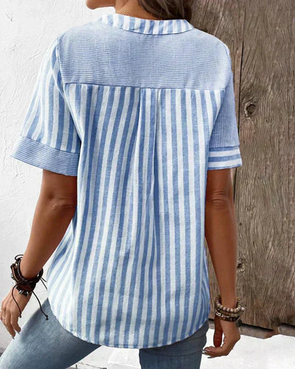 Lila | Randig mjuk blus