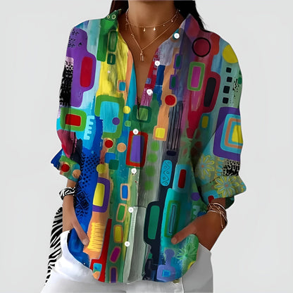 Ava | Blus med geometriskt mönster