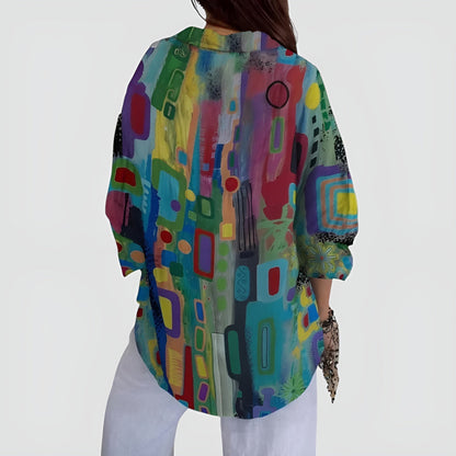 Ava | Blus med geometriskt mönster