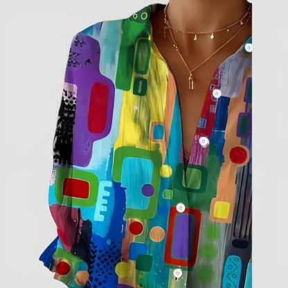 Ava | Blus med geometriskt mönster